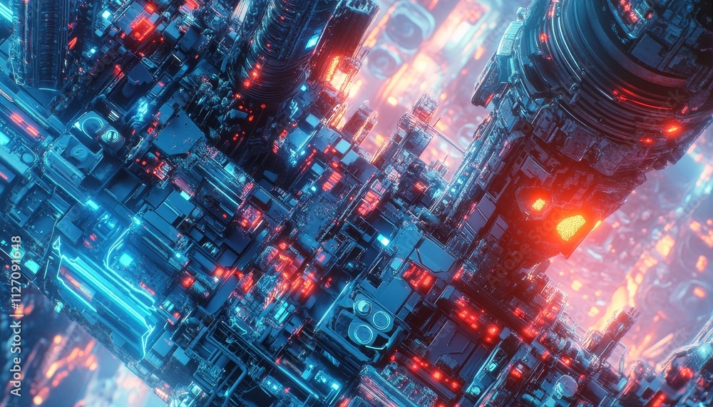 Fototapeta premium Neon Cityscape: A Cyberpunk Dreamscape