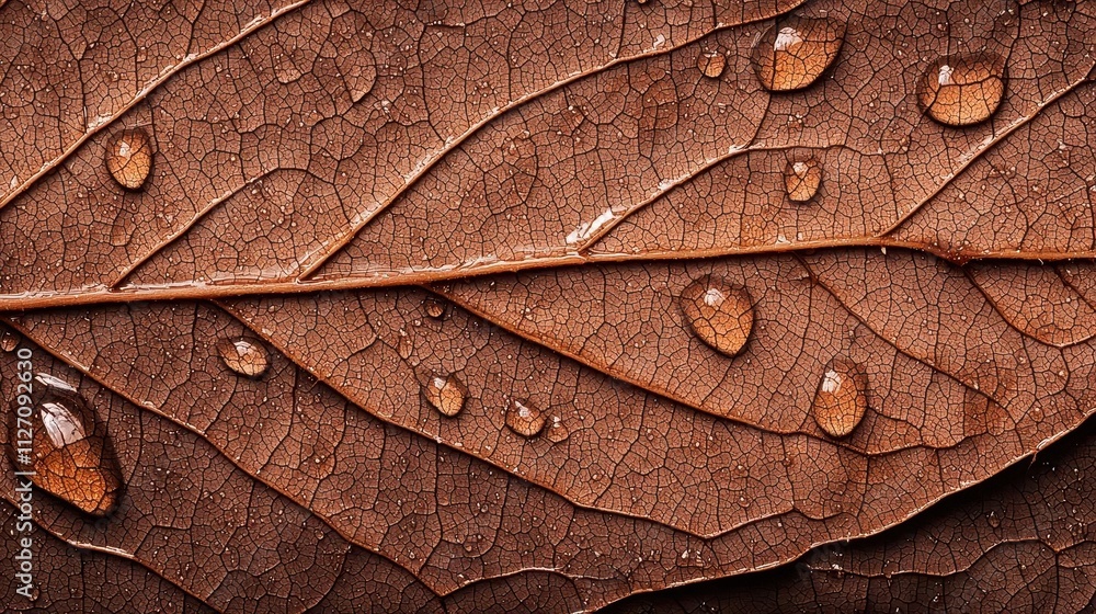 Fototapeta premium Closeup of a tree leaf with tiny droplets of water, representing the end stage of transpiration