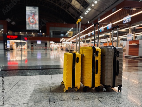 Suitcases at the airport: a symbol of travel and preparation