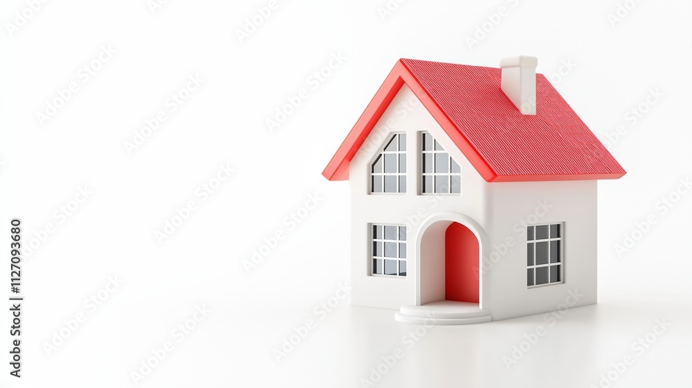 A minimalistic 3D vector for applications and web pages.Plastic render of house on isolated background. 3d cartoon illustration symbol of security and protection A minimalistic 3D vector for applications and web pages.Plastic render of house on isolated background. 3d cartoon illustration symbol of security and protection