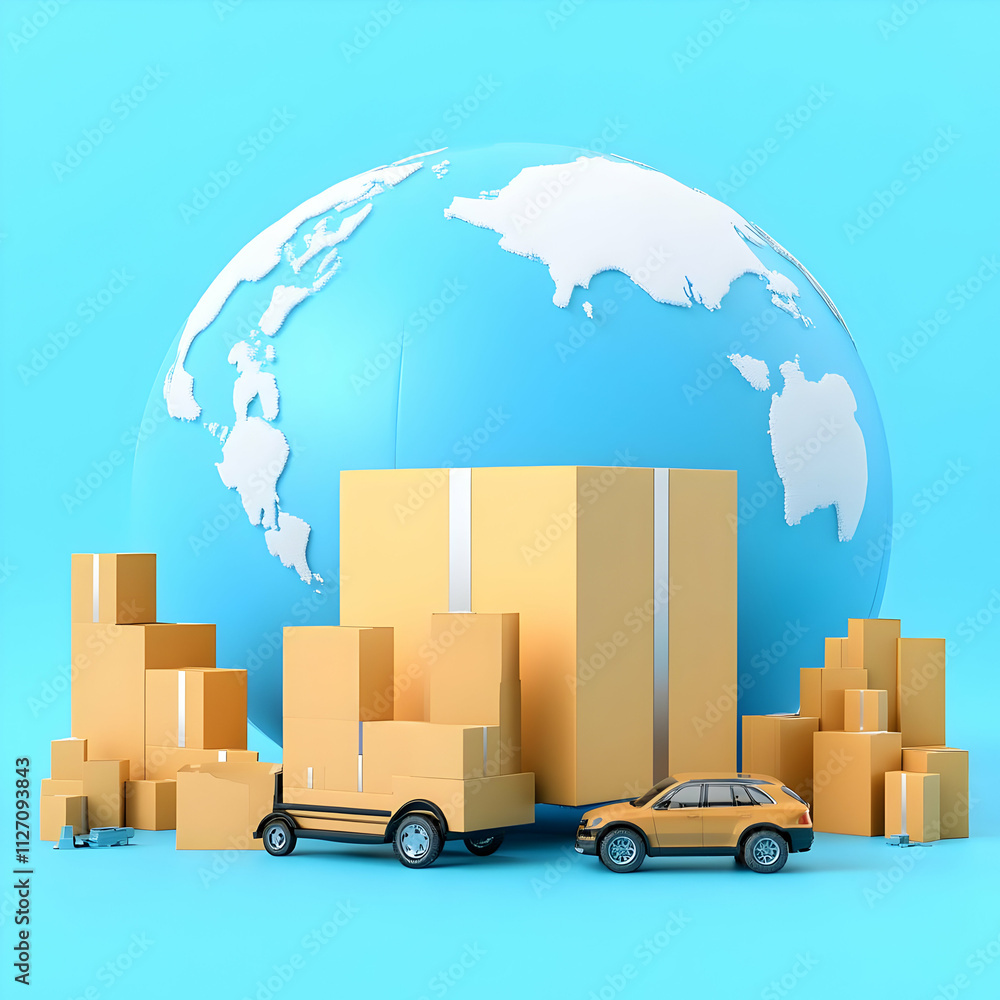 Global Shipping 3D Illustration Global Shipping 3D Illustration
