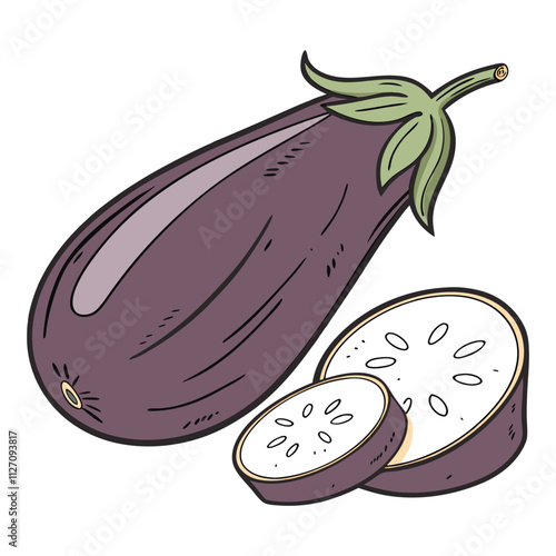  eggplant vegetable for decorating menb, restaurants, cards, invitations, printing, etc. Eggplant isolated on white background set