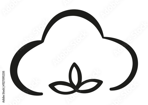 Cotton silhouette carelessly drawn by hand with black outline. Flat doodle style. Vector illustration.