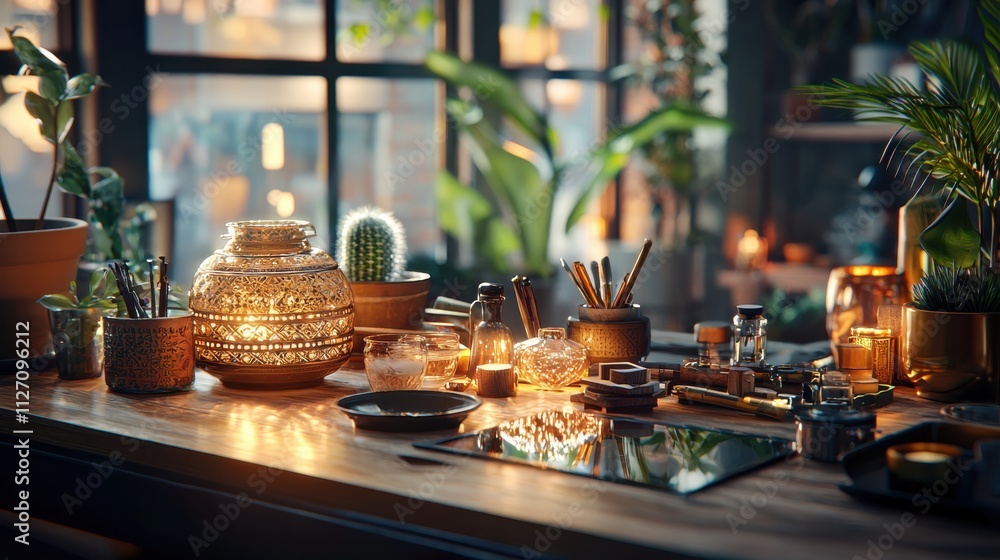 Always loved and remembered. A cozy workspace filled with plants and crafting materials. Always loved and remembered. A cozy workspace filled with plants and crafting materials.
