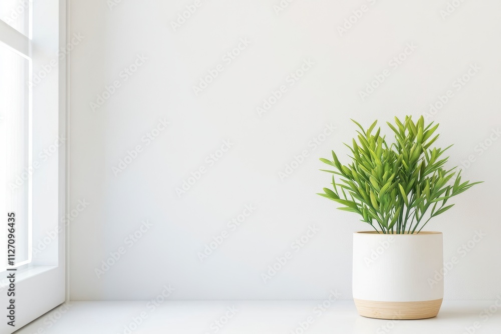 Fototapeta premium Bright and Eco-Friendly Modern Kitchen with Bamboo Countertops and Minimalist White Cabinetry