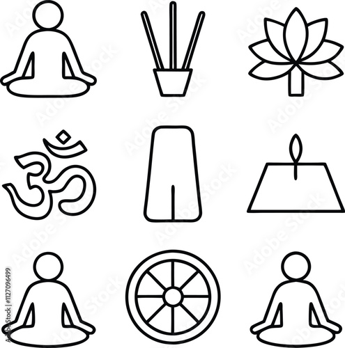 Yoga, Meditation, Spirituality, Icons, Symbols, Mindfulness, Lotus, Incense, Om, Dharma