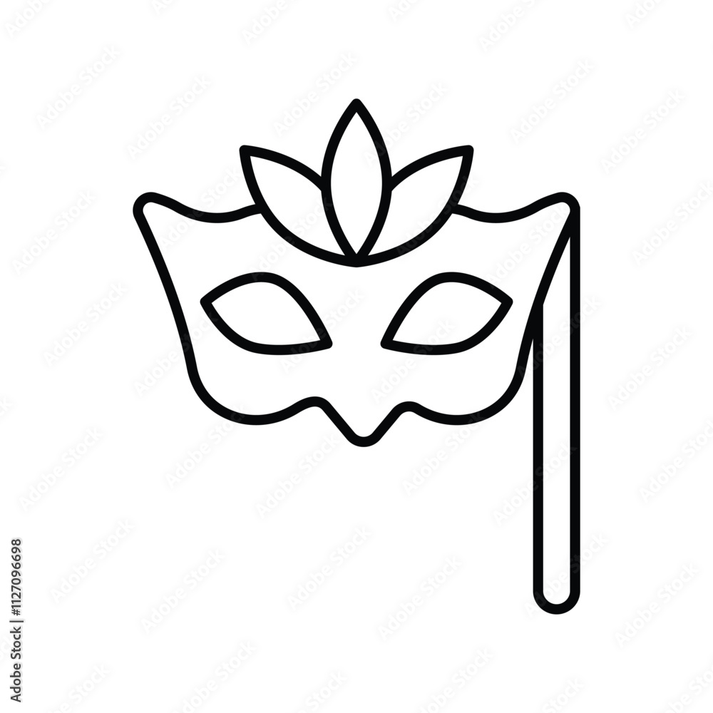 Celebration Mask line icon with white background vector stock illustration Celebration Mask line icon with white background vector stock illustration