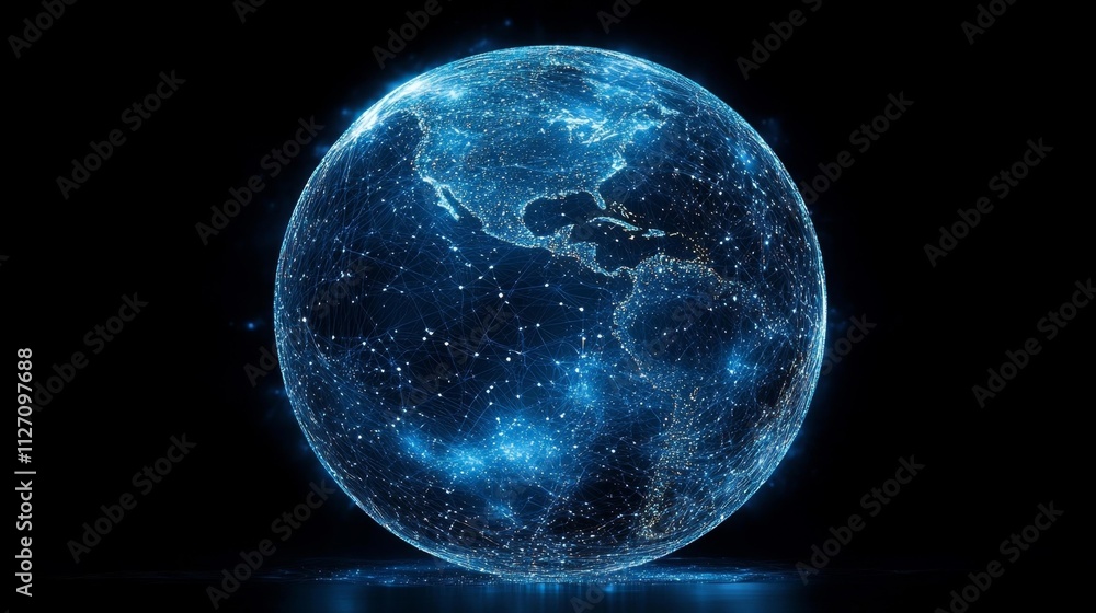 Digital Globe Network Representation on Dark Background. Generative AI Digital Globe Network Representation on Dark Background. Generative AI