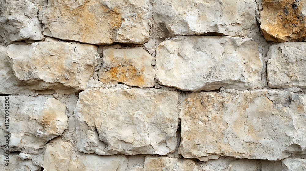 Fototapeta premium Rustic Stone Wall Texture: A Beige and White Masonry Background