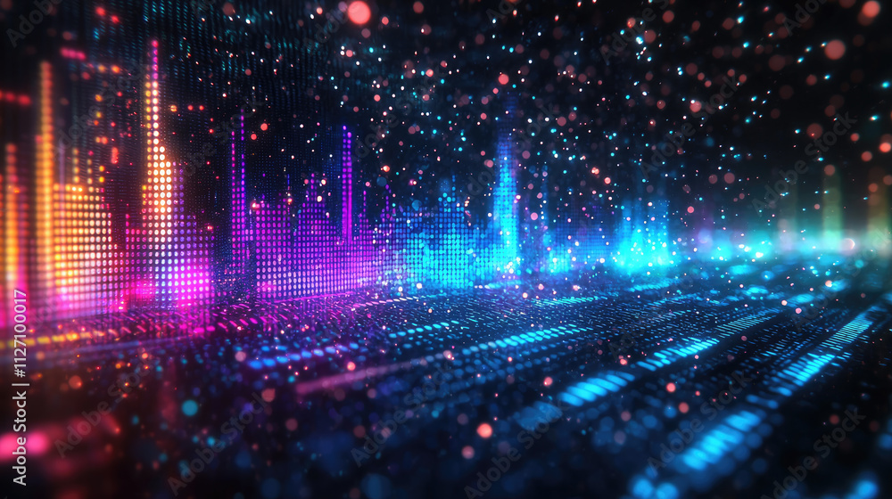 Fototapeta premium Immersive digital environment with vibrant abstract light patterns for modern design concepts