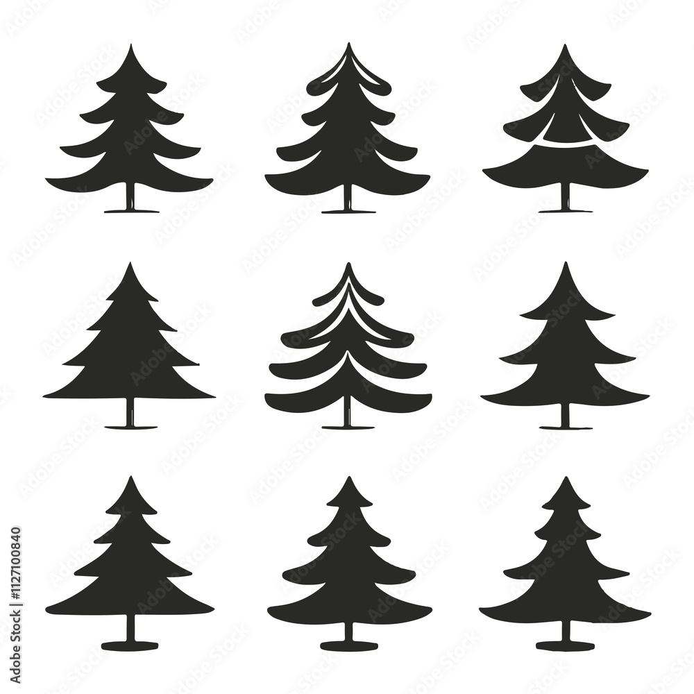 Bundle of Christmas Tree Silhouettes Perfect for Holiday Projects Bundle of Christmas Tree Silhouettes Perfect for Holiday Projects
