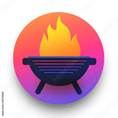 Colorful BBQ Grill Icon photo