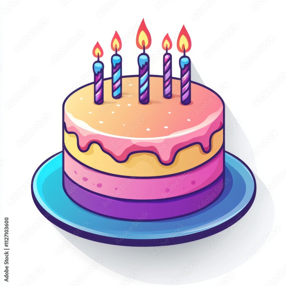 Multicolored Birthday Cake with Candles Multicolored Birthday Cake with Candles