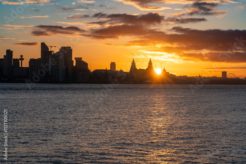 City of Liverpool skyline at sunrise