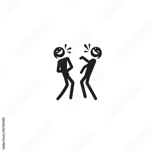 Two stick figures depicted in a minimalist style share a joyful moment. Their exaggerated laughter and expressive body language convey a sense of fun and humor, ideal for illustrating camaraderie.