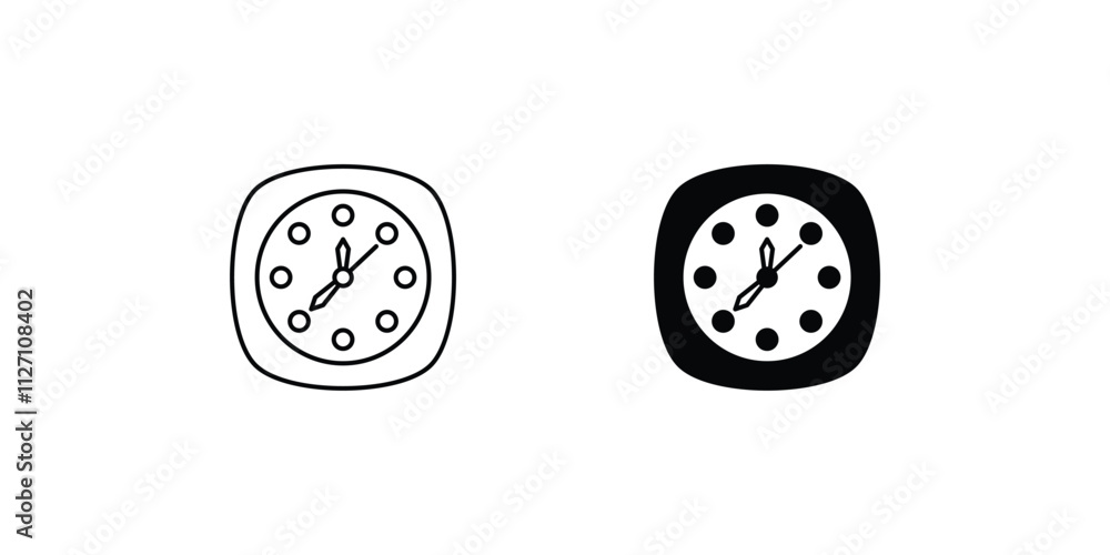Clock Striking Midnight set icon with white background vector stock illustration Clock Striking Midnight set icon with white background vector stock illustration