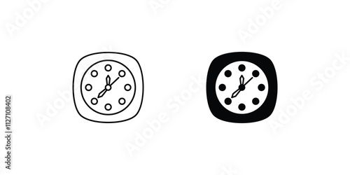 Clock Striking Midnight set icon with white background vector stock illustration