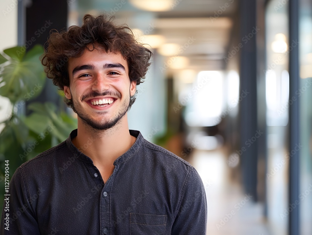 Obraz premium young man in office corridor