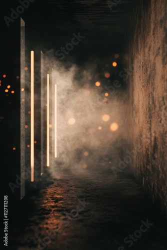 Ethereal Alleyway  Enchanting Lights and Mystic Mist