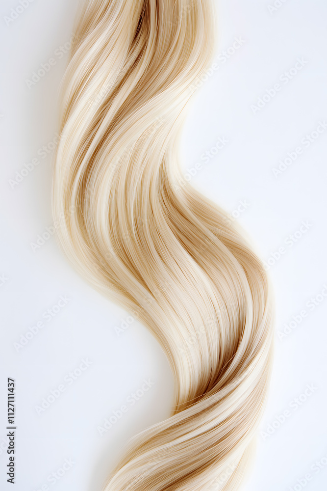 Flowing long blond strand of hair, isolated on white background Flowing long blond strand of hair, isolated on white background