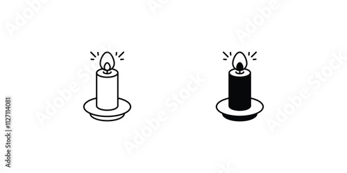 Candlelight Glow set icon with white background vector stock illustration