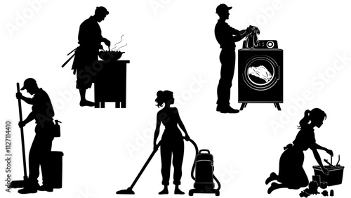 Stylish silhouettes set of daily life