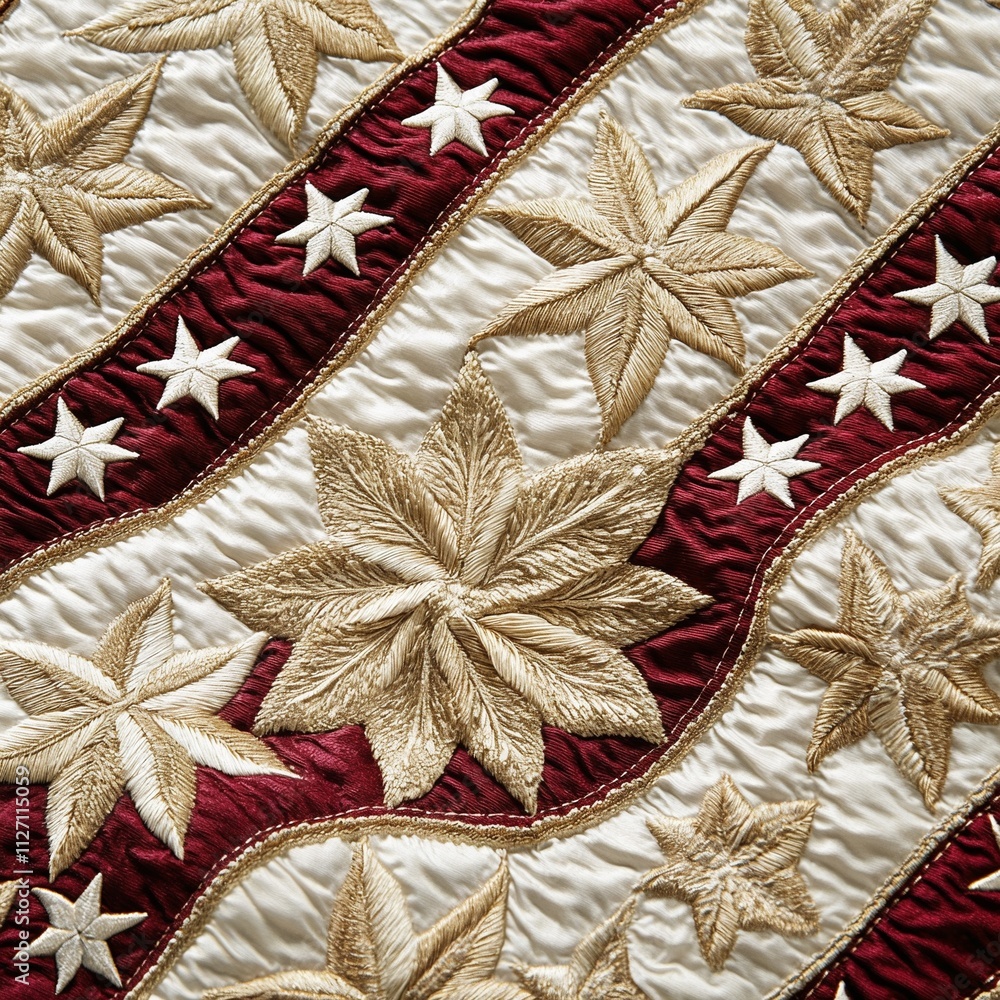 Patriotic quilt with embroidered stars and stripes Patriotic quilt with embroidered stars and stripes