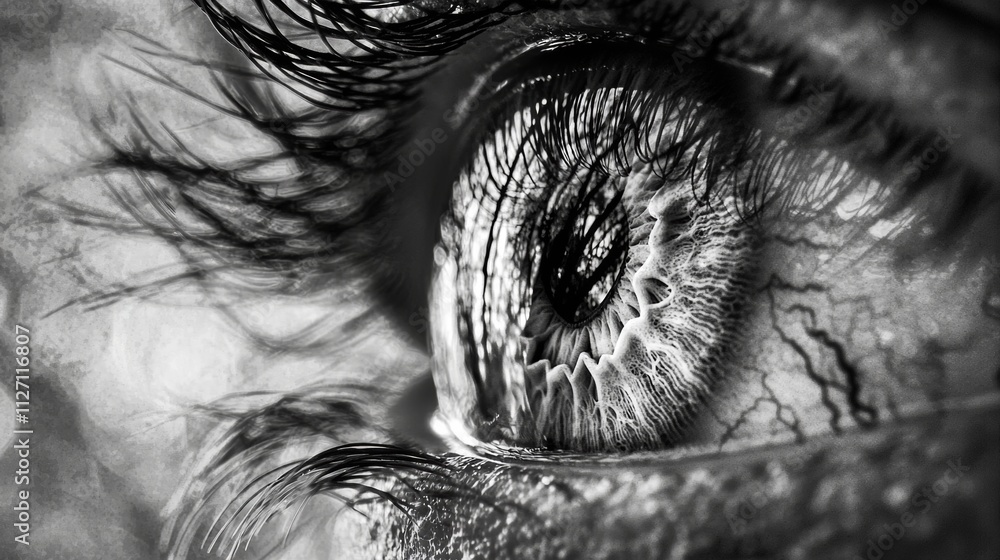 Extreme Close-Up of an Eye with Reflection and Detailed Texture Extreme Close-Up of an Eye with Reflection and Detailed Texture