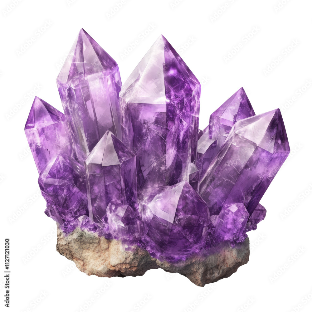 a purple crystal cluster 3d render icon isolated on transparent background cutout a purple crystal cluster 3d render icon isolated on transparent background cutout
