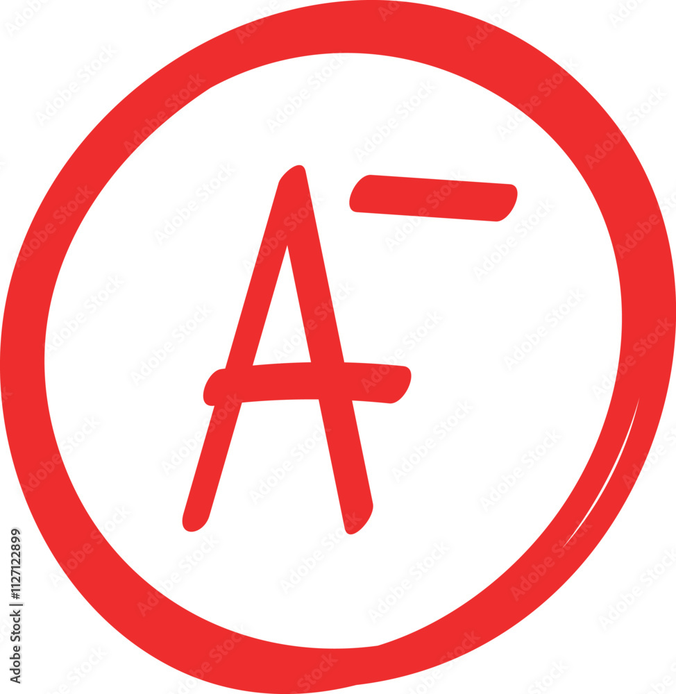 Obraz premium Red Circle A- Grade Symbol for Education and Achievement