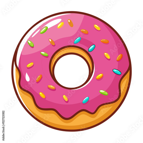 "Colorful Donut Clip Art on White Background - Vector Illustration"
