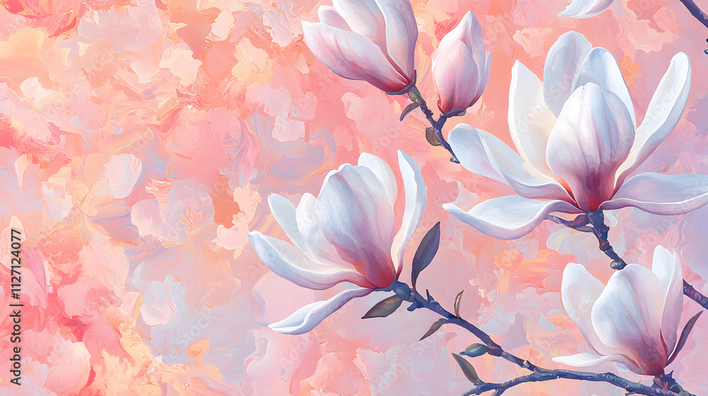 Obraz premium A painting of a bunch of white flowers