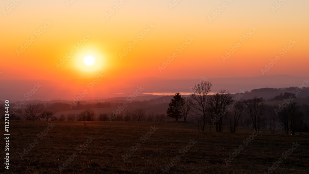 Colorful sunset in the Krkonoše foothills, Czech Republic. Colorful sunset in the Krkonoše foothills, Czech Republic.
