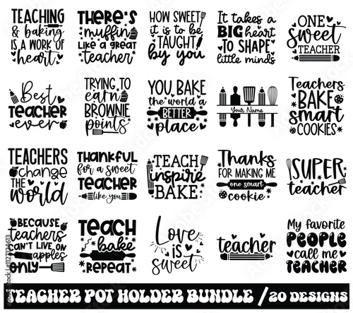 Teacher Pot Holder Svg Bundle, School Svg Bundle, Kitchen svg, Teacher Svg Bundle, Baking Svg Bundle, Teacher Svg, Art & Illustration