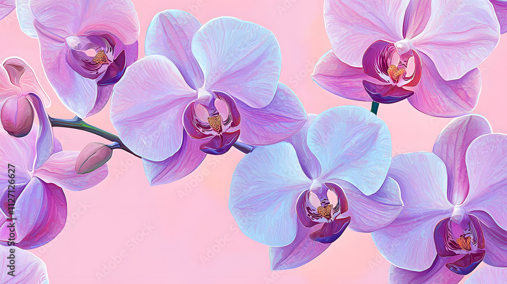 Fototapeta premium A purple and white flower with a pink center