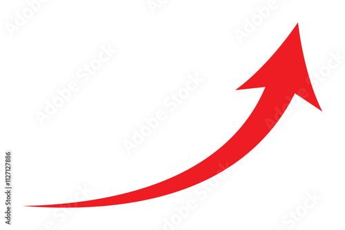 red arrow. Red curve arrow vector. Red arrow icon in isolated background.