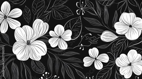 Wallpaper Mural Elegant floral design on a black background with intricate details Torontodigital.ca