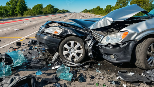 broken car on the road accident