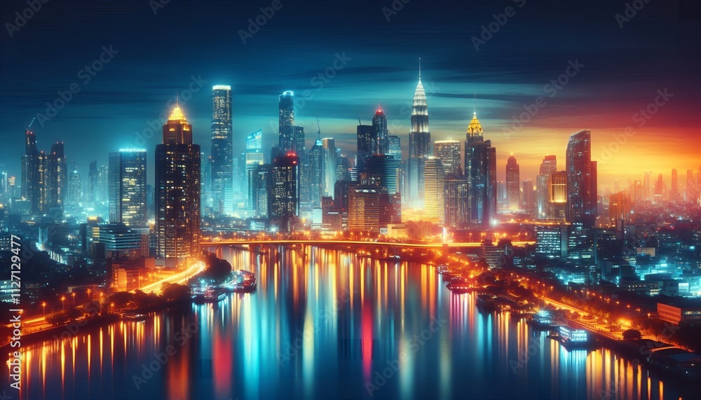 Fototapeta premium city skyline at night