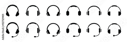 Headphone icon set. Headset icon symbols. Headphones icon collection. Headphone sign and symbol