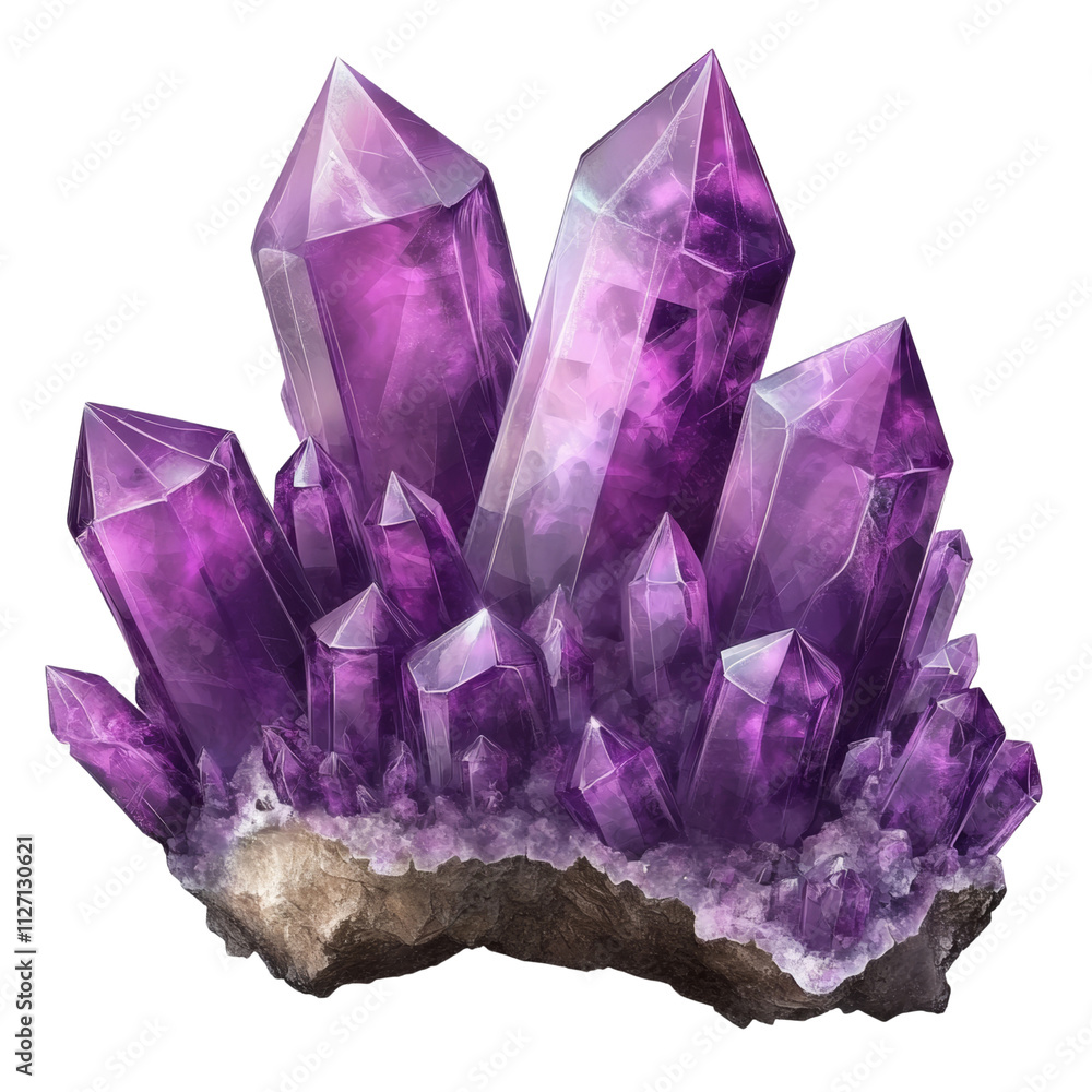 a purple crystal cluster 3d render icon isolated on transparent background cutout a purple crystal cluster 3d render icon isolated on transparent background cutout