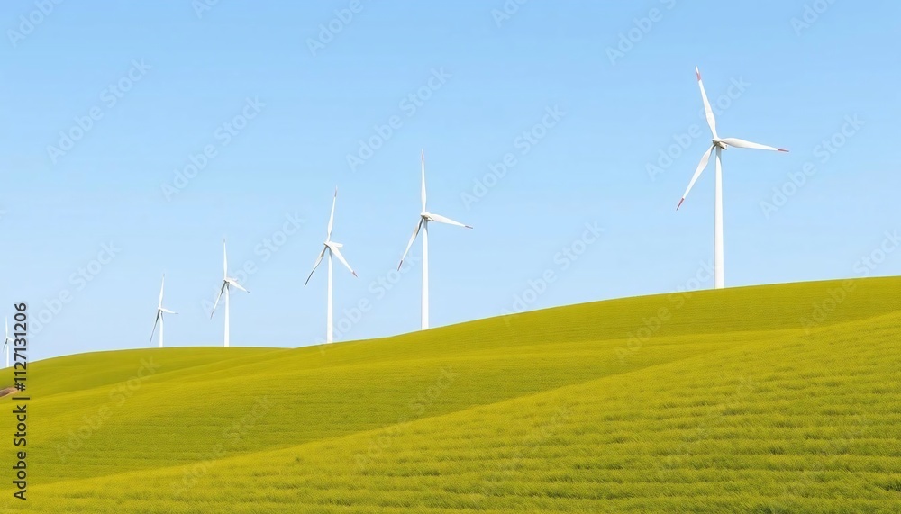 Fototapeta premium Green Energy Wind Turbines on Rolling Hills Renewable Power