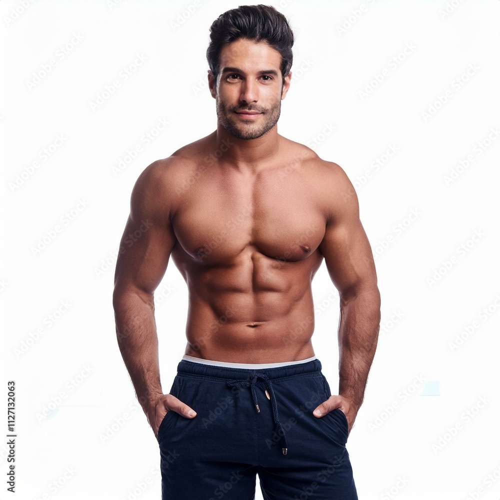 Fototapeta premium handsome man wearing boxer pants, AI generated