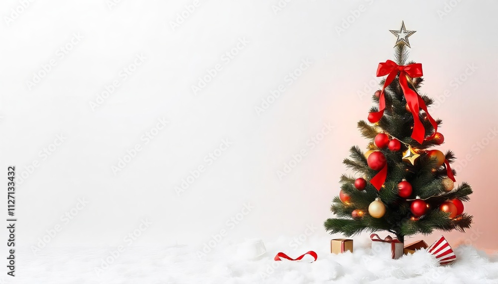 a christmas tree with a red box that says christmas on it. a christmas tree with a red box that says christmas on it.