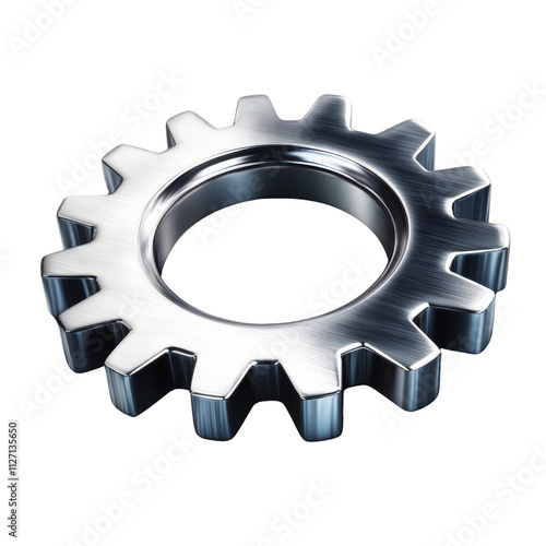 a silver gear 3d render icon isolated on transparent background cutout photo