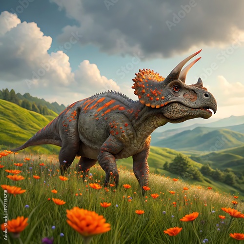 tyrannosaurus dinosaur 3d render A dinosaur with a green head and a white tail is standing in a forest and Ankylosaurus Colorful Dangerous Dinosaur