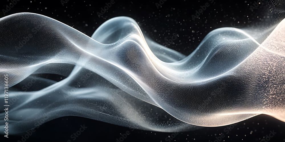 Obraz premium Abstract flowing light wave with particles.
