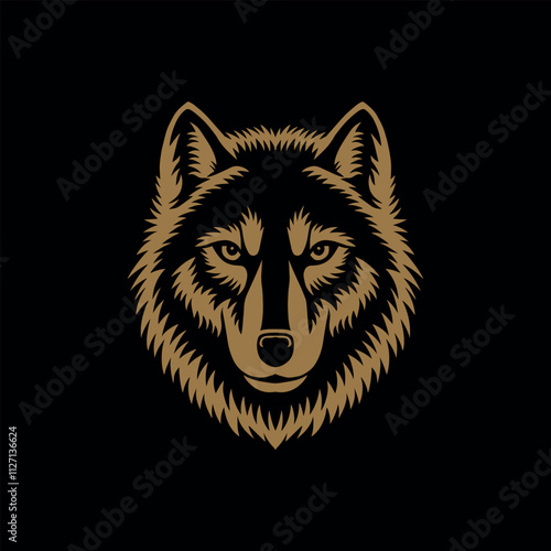 Wolf head.vector illustration on black background