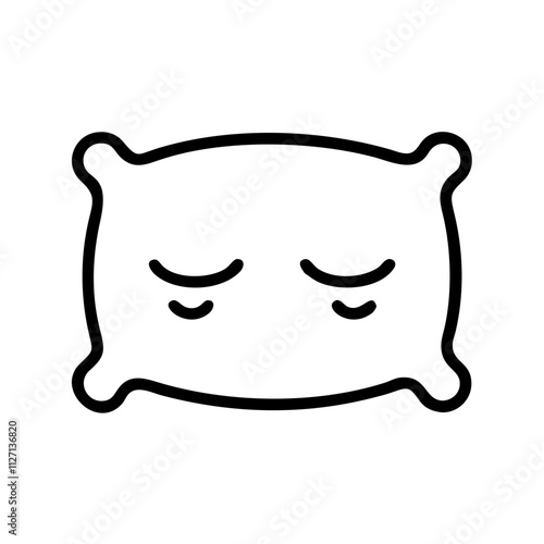 comforting pillow icon, singles awareness line art, self-love icon - simple black line art icon of comforting pillow, for singles awareness day celebrations. self-love vector icon.