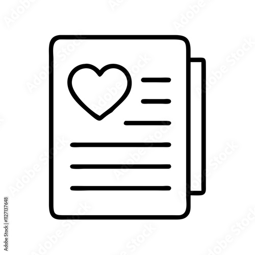 gratitude journal icon, singles awareness line art, self-love icon - simple black line art icon of gratitude journal, for singles awareness day celebrations. self-love vector icon.